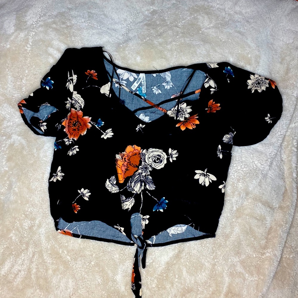 Black Floral Tee
